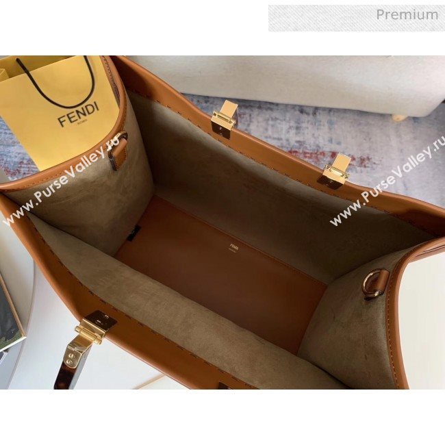 Fendi Sunshine Shopper Bag in Brown Leather 2020 (HS-20041342)