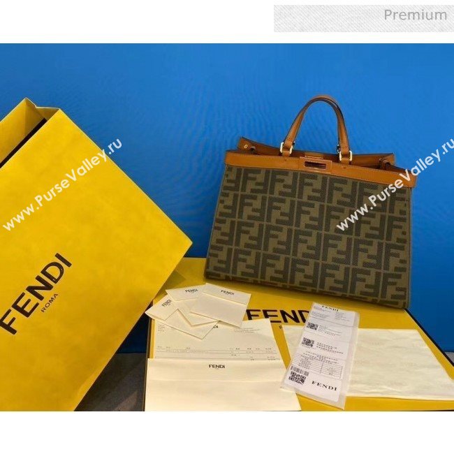 Fendi Peekaboo X-TOTE Canvas Tote Bag Brown 2020 (AFEI-20041343)
