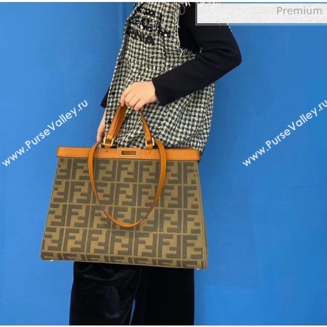 Fendi Peekaboo X-TOTE Canvas Tote Bag Brown 2020 (AFEI-20041343)