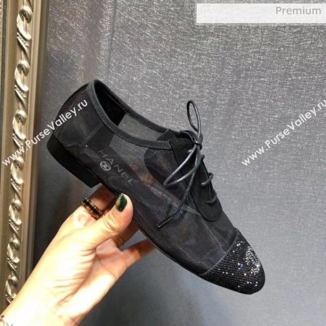 Chanel Mesh Lace-up Shoes Black 2020 (MD-20041718)