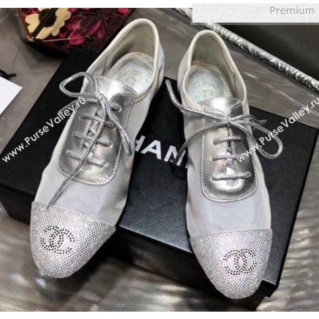Chanel Mesh Lace-up Shoes Silver 2020 (MD-20041719)