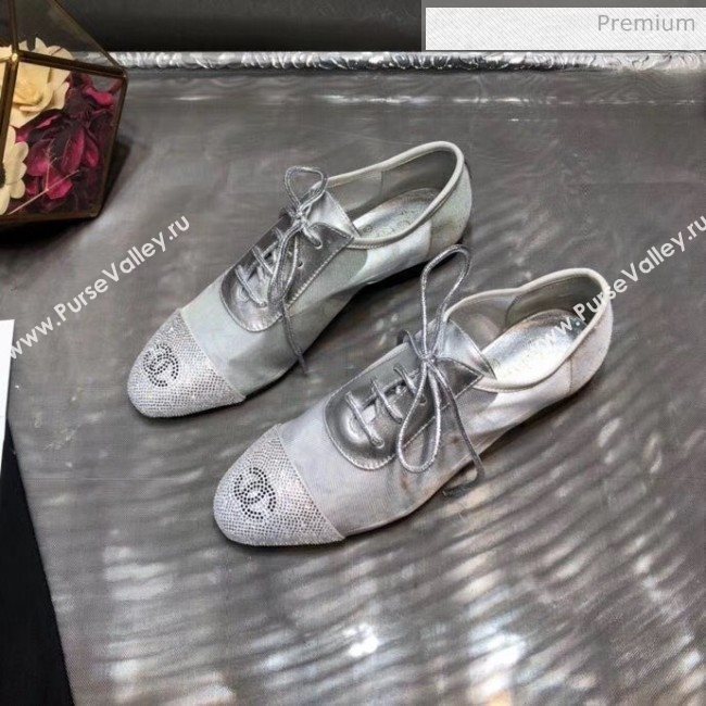 Chanel Mesh Lace-up Shoes Silver 2020 (MD-20041719)