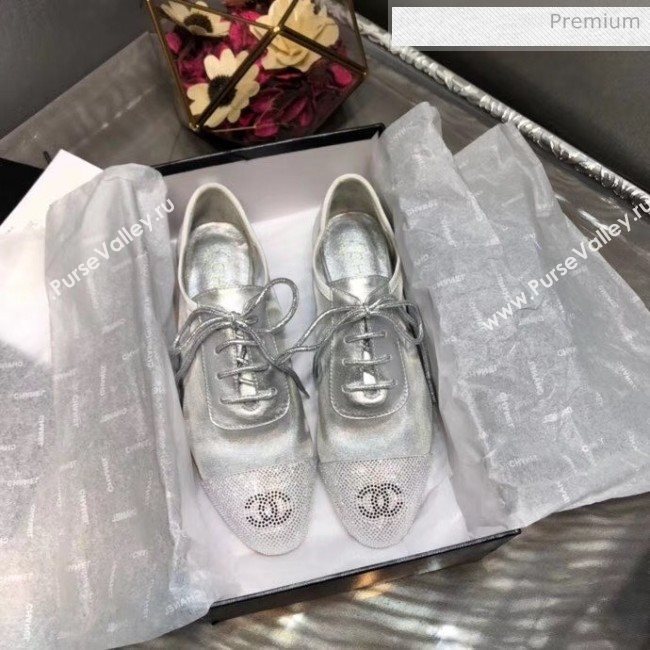 Chanel Mesh Lace-up Shoes Silver 2020 (MD-20041719)