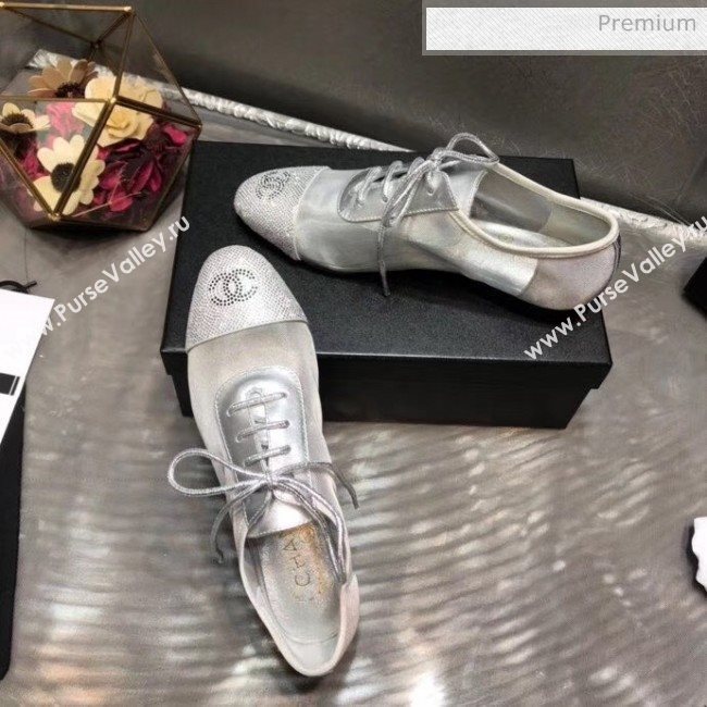 Chanel Mesh Lace-up Shoes Silver 2020 (MD-20041719)