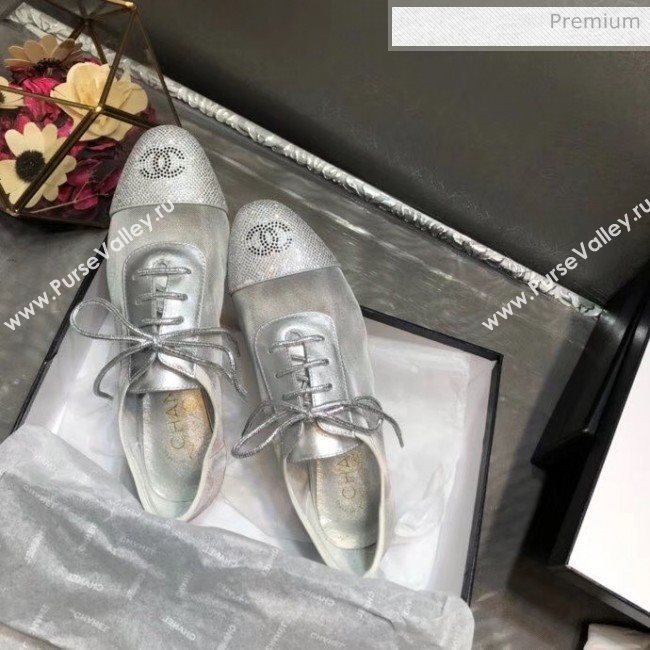 Chanel Mesh Lace-up Shoes Silver 2020 (MD-20041719)