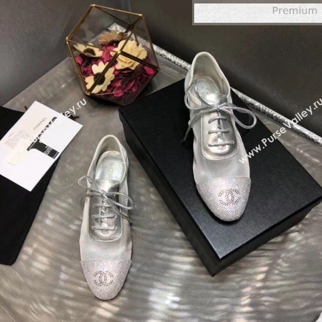 Chanel Mesh Lace-up Shoes Silver 2020 (MD-20041719)