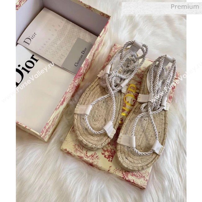 Dior Diorexpress Embroidered and Woven Cotton Sandal White 2020 (HB-20041552)