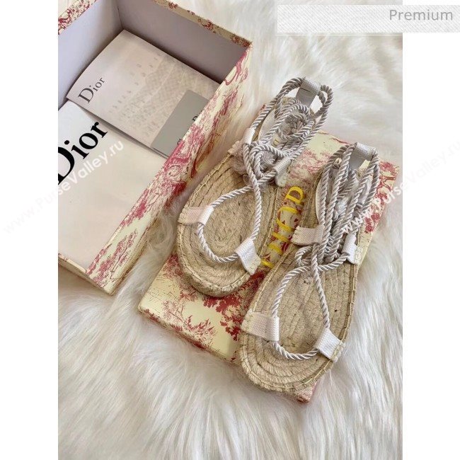 Dior Diorexpress Embroidered and Woven Cotton Sandal White 2020 (HB-20041552)