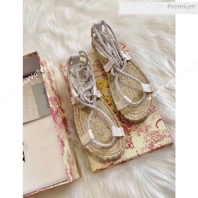 Dior Diorexpress Embroidered and Woven Cotton Sandal White 2020 (HB-20041552)