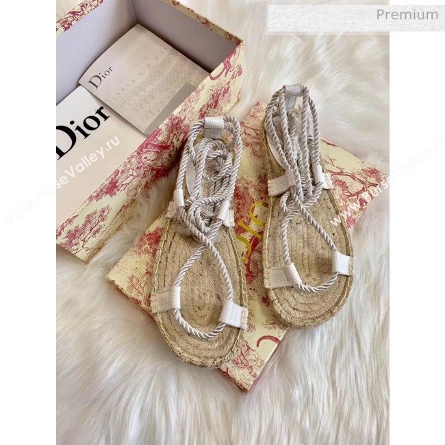 Dior Diorexpress Embroidered and Woven Cotton Sandal White 2020 (HB-20041552)