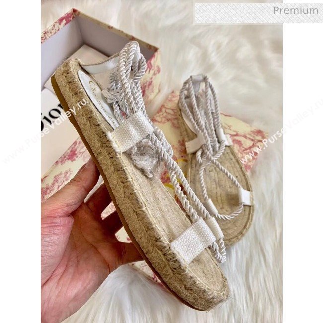 Dior Diorexpress Embroidered and Woven Cotton Sandal White 2020 (HB-20041552)