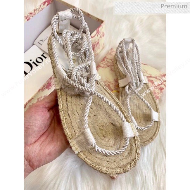 Dior Diorexpress Embroidered and Woven Cotton Sandal White 2020 (HB-20041552)