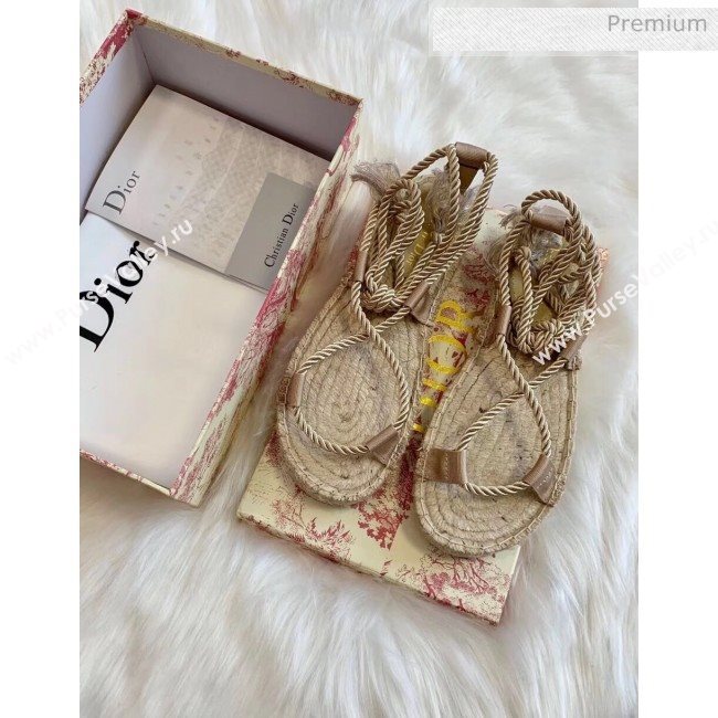Dior Diorexpress Embroidered and Woven Cotton Sandal Beige 2020 (HB-20041553)