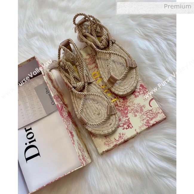 Dior Diorexpress Embroidered and Woven Cotton Sandal Beige 2020 (HB-20041553)