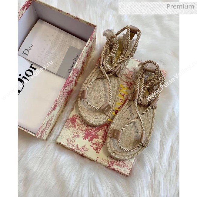 Dior Diorexpress Embroidered and Woven Cotton Sandal Beige 2020 (HB-20041553)