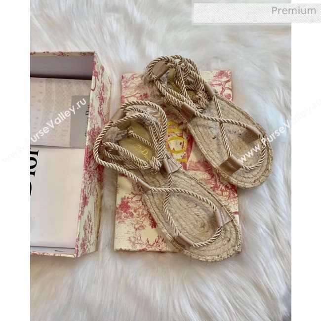 Dior Diorexpress Embroidered and Woven Cotton Sandal Beige 2020 (HB-20041553)