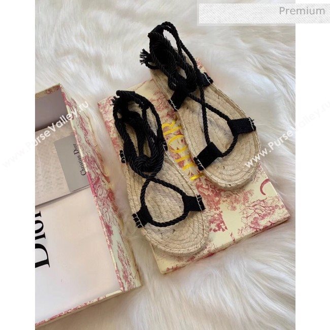 Dior Diorexpress Embroidered and Woven Cotton Sandal Black 2020 (HB-20041551)