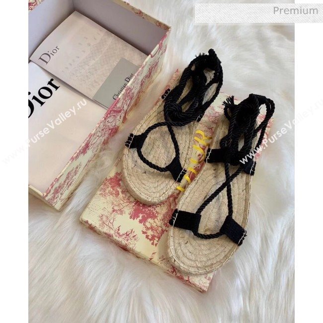 Dior Diorexpress Embroidered and Woven Cotton Sandal Black 2020 (HB-20041551)