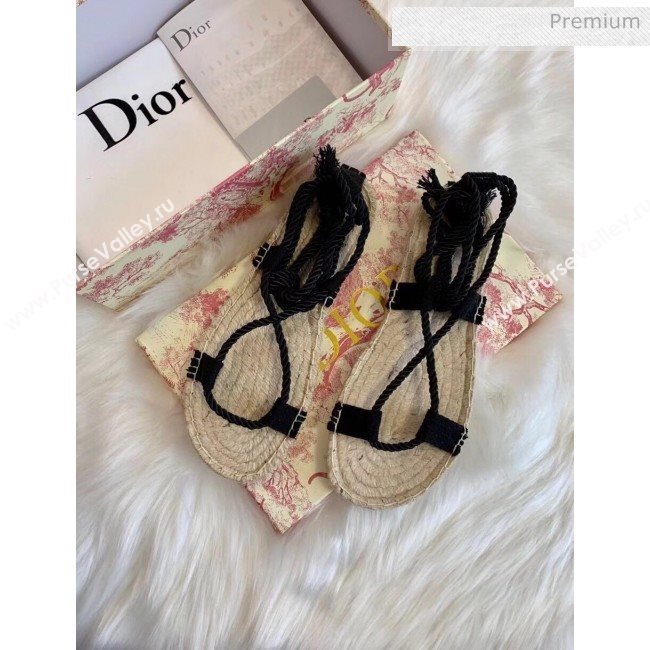 Dior Diorexpress Embroidered and Woven Cotton Sandal Black 2020 (HB-20041551)