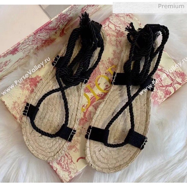 Dior Diorexpress Embroidered and Woven Cotton Sandal Black 2020 (HB-20041551)