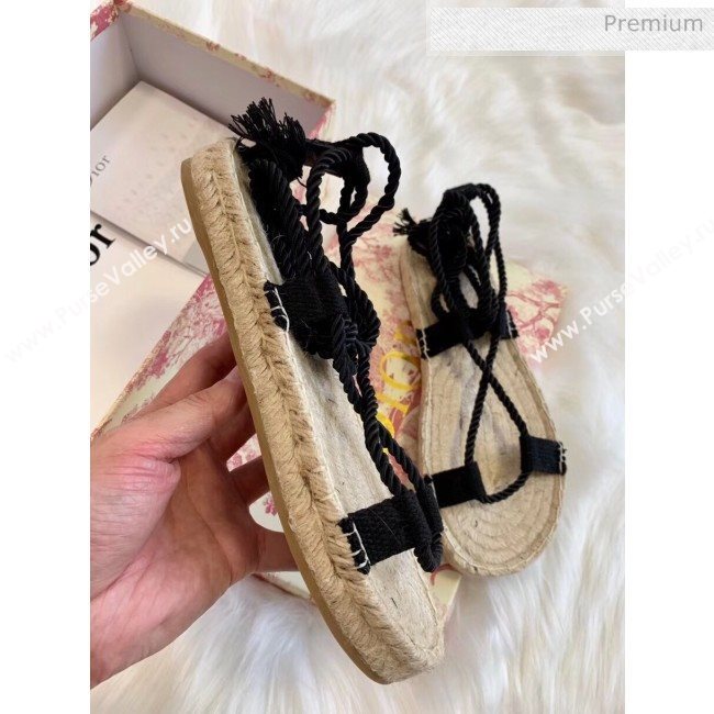 Dior Diorexpress Embroidered and Woven Cotton Sandal Black 2020 (HB-20041551)