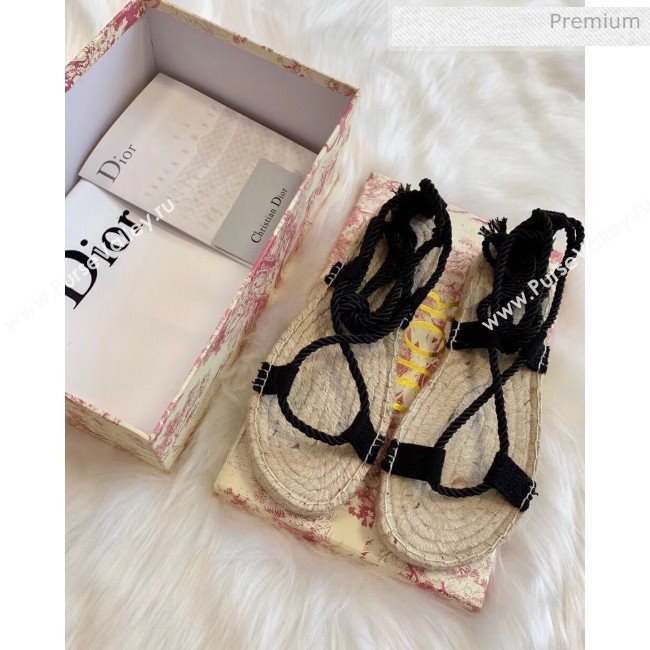 Dior Diorexpress Embroidered and Woven Cotton Sandal Black 2020 (HB-20041551)