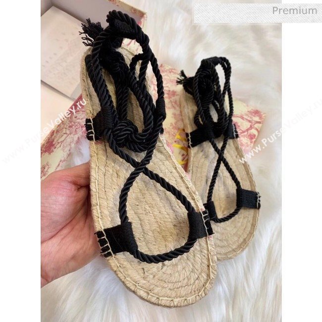 Dior Diorexpress Embroidered and Woven Cotton Sandal Black 2020 (HB-20041551)