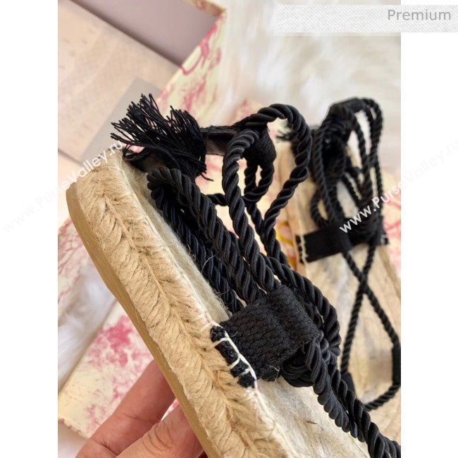 Dior Diorexpress Embroidered and Woven Cotton Sandal Black 2020 (HB-20041551)