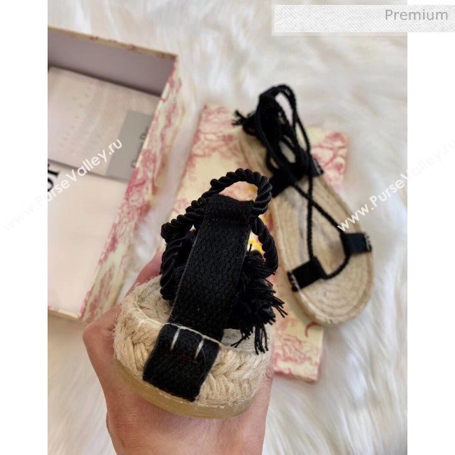 Dior Diorexpress Embroidered and Woven Cotton Sandal Black 2020 (HB-20041551)