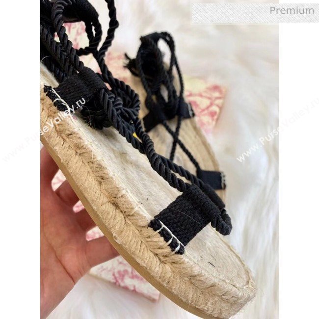 Dior Diorexpress Embroidered and Woven Cotton Sandal Black 2020 (HB-20041551)