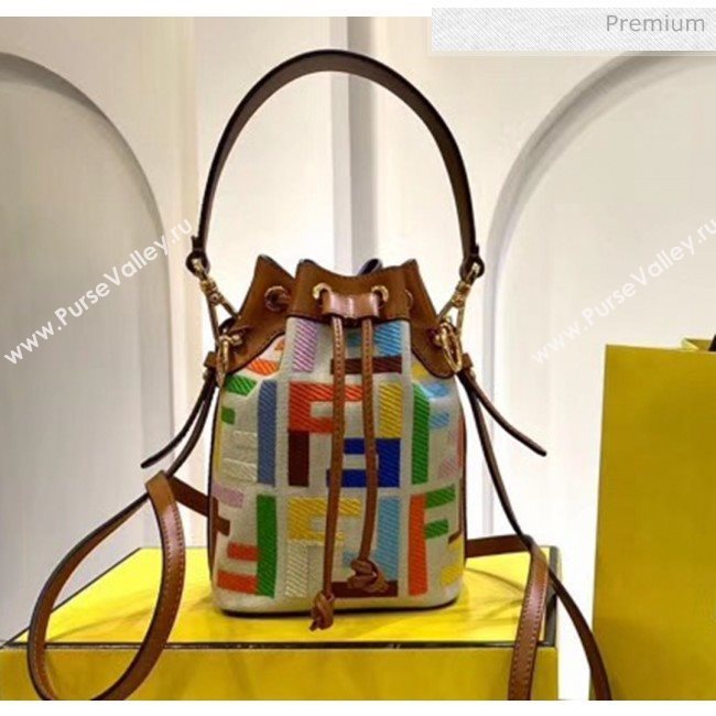 Fendi Mon Tresor Mini Bucket Bag in Multicolor FF Canvas 2020 (CL-20041366)