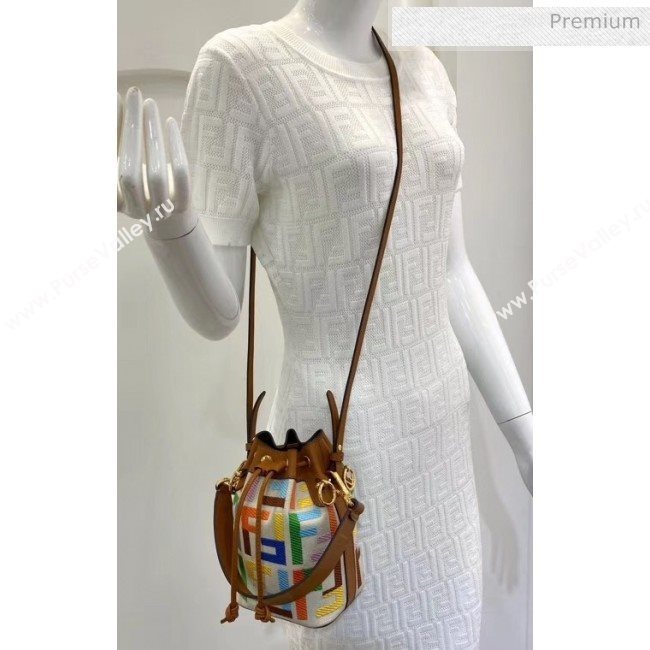 Fendi Mon Tresor Mini Bucket Bag in Multicolor FF Canvas 2020 (CL-20041366)