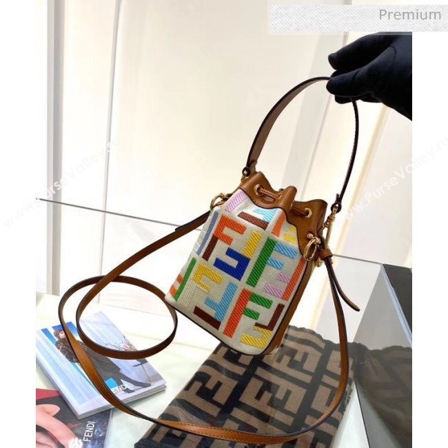 Fendi Mon Tresor Mini Bucket Bag in Multicolor FF Canvas 2020 (CL-20041366)