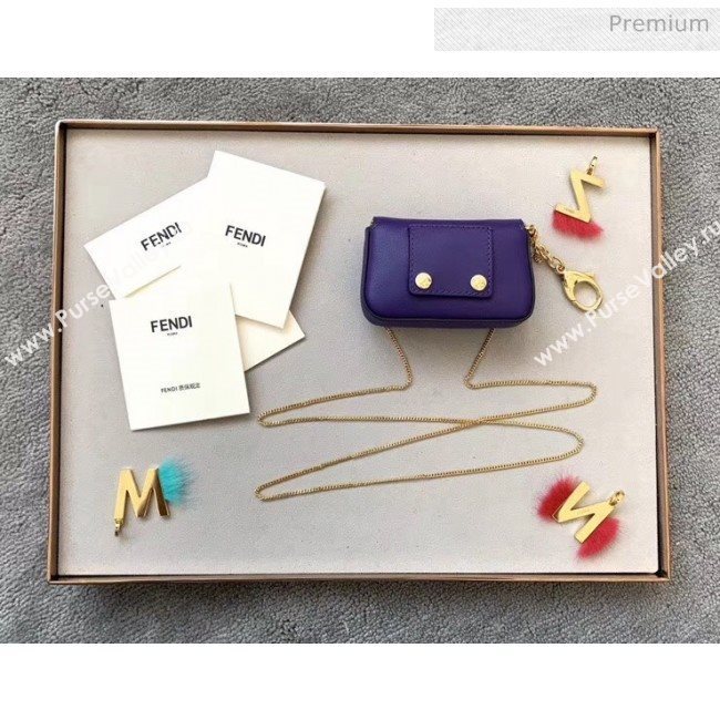 Fendi NANO BAGUETTE Charm Bag in Purple Leather 2020 (CL-20041350)