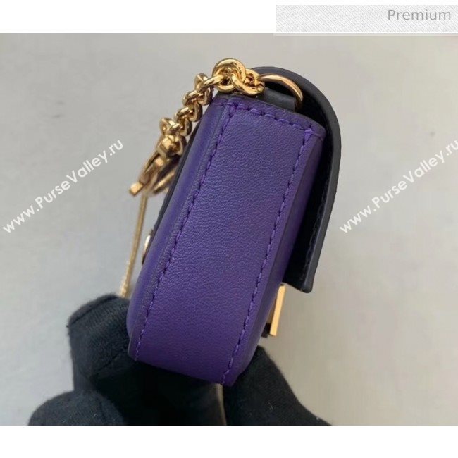 Fendi NANO BAGUETTE Charm Bag in Purple Leather 2020 (CL-20041350)