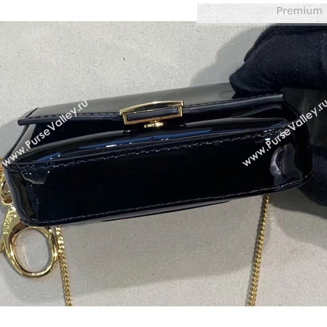 Fendi NANO BAGUETTE Charm Bag in Black Patent Leather 2020 (CL-20041351)