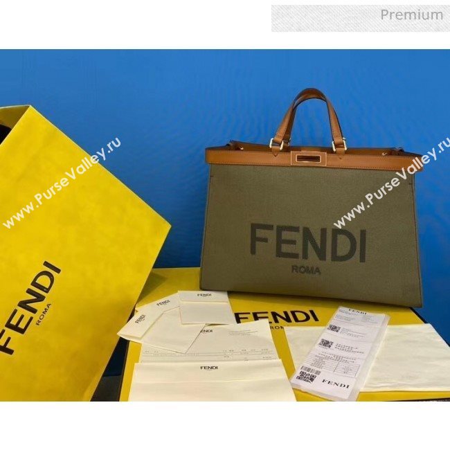 Fendi Peekaboo X-TOTE Canvas Tote Bag Deep Green 2020 (CL-20041365)