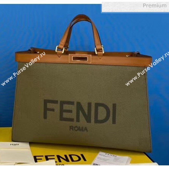 Fendi Peekaboo X-TOTE Canvas Tote Bag Deep Green 2020 (CL-20041365)