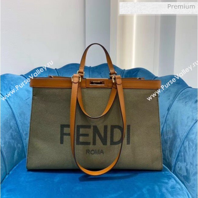 Fendi Peekaboo X-TOTE Canvas Tote Bag Deep Green 2020 (CL-20041365)