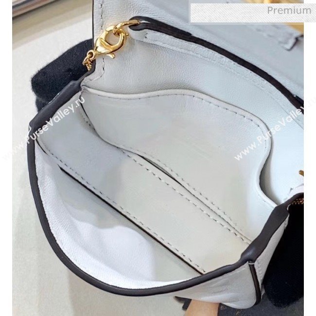 Fendi NANO BAGUETTE Charm Bag in FF Leather White 2020 (CL-20041353)