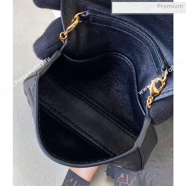Fendi NANO BAGUETTE Charm Bag in FF Leather Black 2020 (CL-20041355)