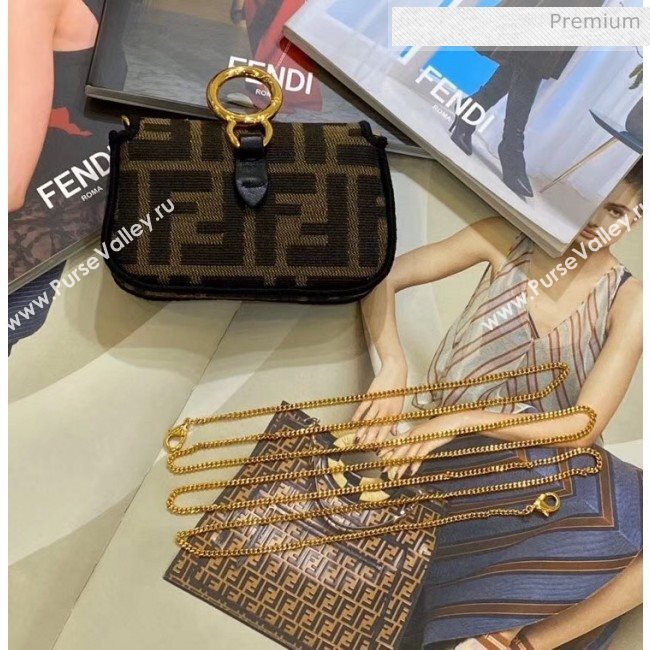 Fendi NANO BAGUETTE Charm Bag in FF Fabric Brown 2020 (CL-20041356)