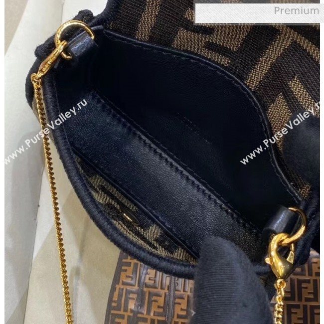 Fendi NANO BAGUETTE Charm Bag in FF Fabric Brown 2020 (CL-20041356)