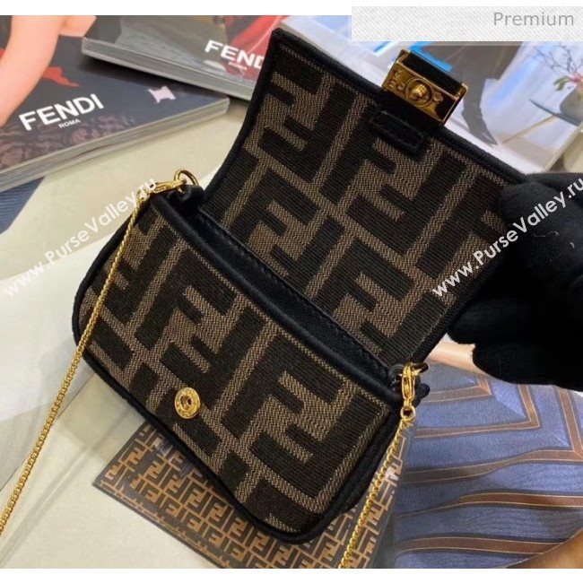 Fendi NANO BAGUETTE Charm Bag in FF Fabric Brown 2020 (CL-20041356)