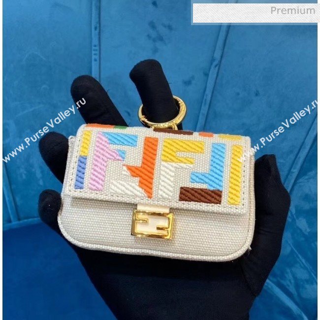 Fendi NANO BAGUETTE Charm Bag in Rianbow FF Canvas 2020 (CL-20041357)