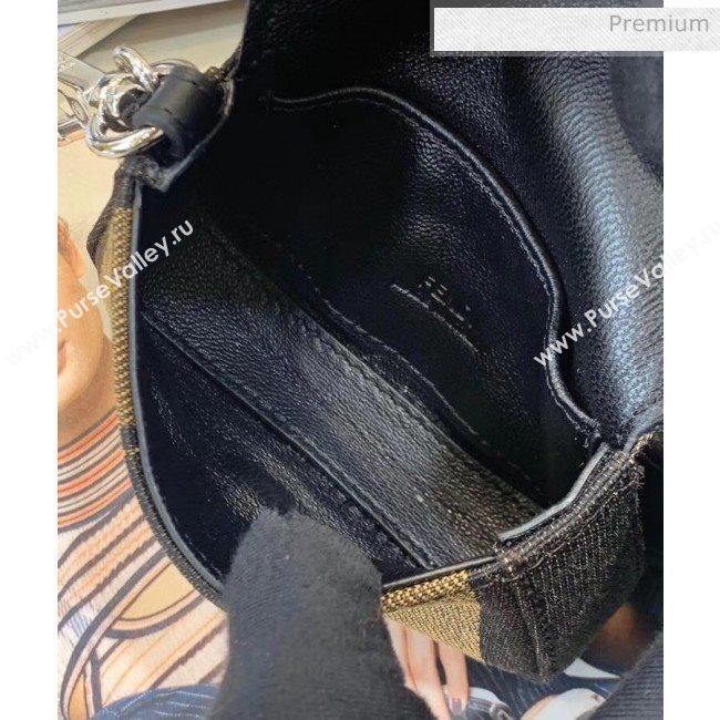 Fendi NANO BAGUETTE Charm Bag in Stripe Black/Brown 2020 (CL-20041358)