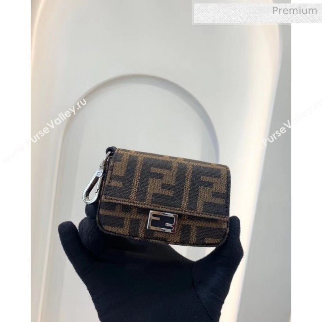 Fendi NANO BAGUETTE Charm Bag in FF Canvas Brown 02 2020 (CL-20041359)