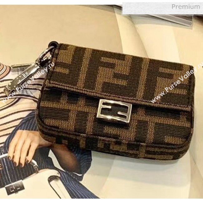 Fendi NANO BAGUETTE Charm Bag in FF Canvas Brown 02 2020 (CL-20041359)