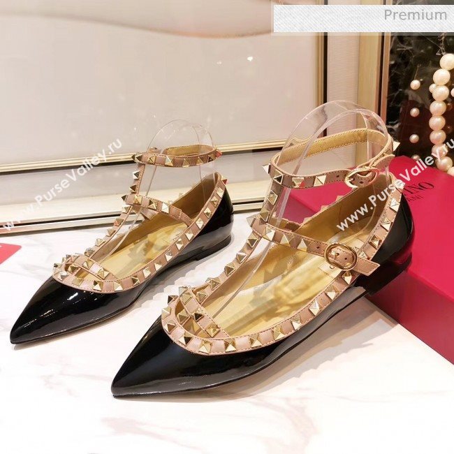 Valentino Patent Calfskin Rockstud Ballerina With Strap Baby Blue (3015-20041507)