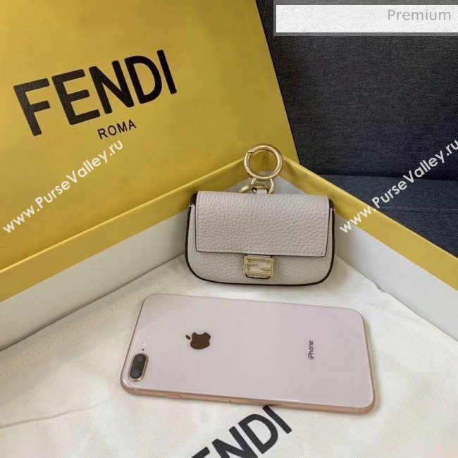 Fendi NANO BAGUETTE Charm Bag in Grainy Leather Grey 2020 (AFEI-20041345)